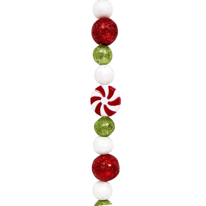 Guirlande de Noël motif bonbons rouge, vert et blanc 240 cm