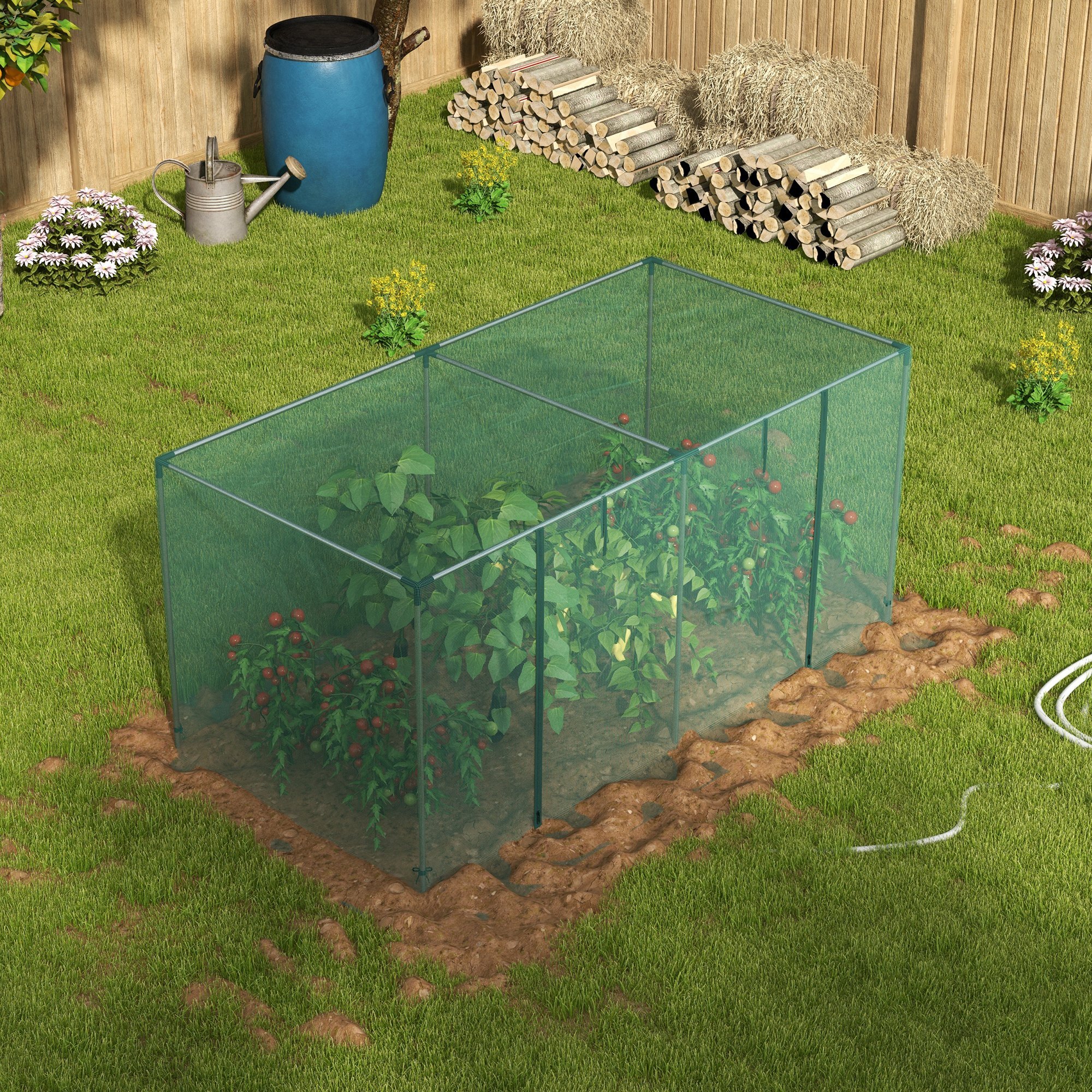 Serre de jardin serre à tomates filet dim. 240 x 120 x 110 cm acier galvanisé HDPE vert