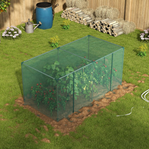 Serre de jardin serre à tomates filet dim. 240 x 120 x 110 cm acier galvanisé HDPE vert