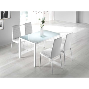 Mesa fija – Cristal y metal blanco