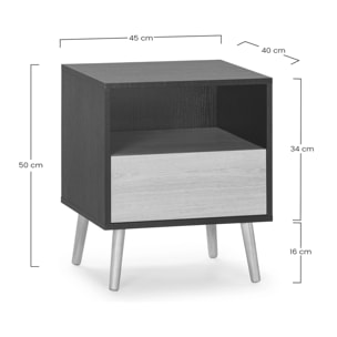 Mesita de noche Apolo 1 cajón Color Negro/Madera