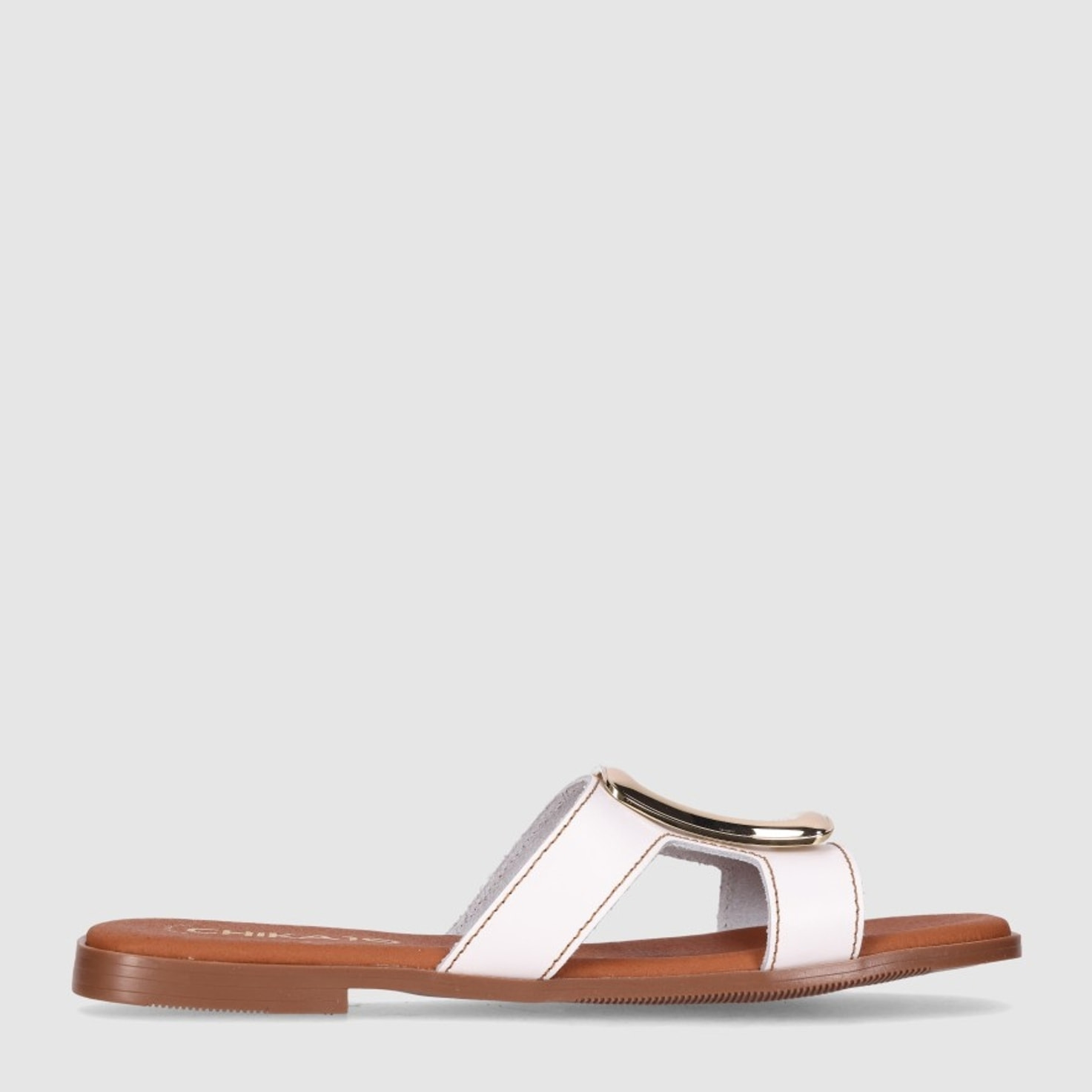 Sandalias de Piel - Blanco - Tacón: Bajo