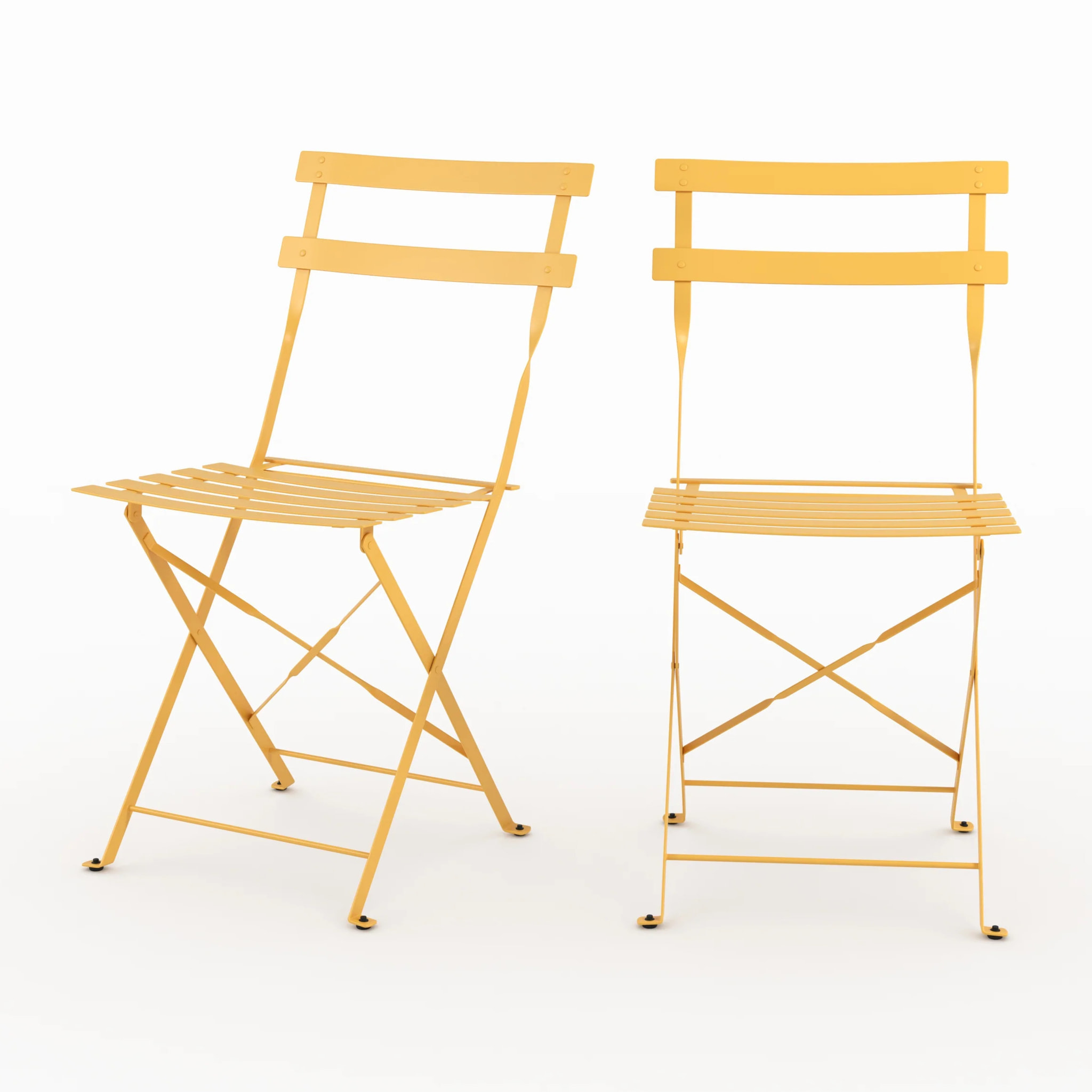 Lot de 2 chaises de jardin en métal jaune beurre, pliantes - Kayla