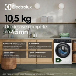 Lave linge hublot ELECTROLUX EW6EE1041AB - 10,5 kg - 1400 tr/min - Classe A - Moteur induction
