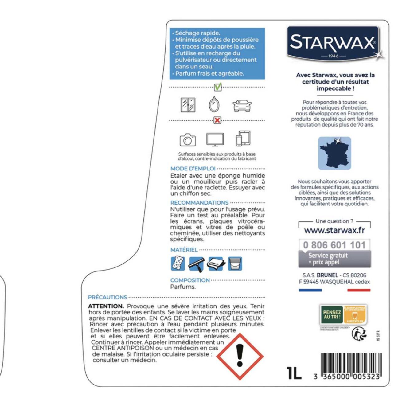 Pack de 3 - Starwax - Special Vitres Anti-Traces A L'Alcool 1L