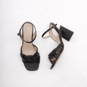 SANDALO TRECCIA CHOCOLA' NERO