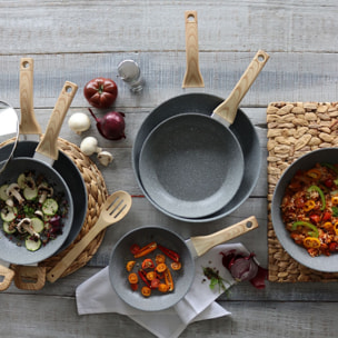 Poêle en aluminium effet pierre 28cm - tous feux CANNELLE