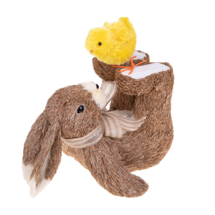 Coniglio Con Pulcino 25Xh.25 Cm - Pezzi 1 - 25X25X19cm - Colore: Marrone - Bianchi Dino - Articoli Primaverili E Pasquali