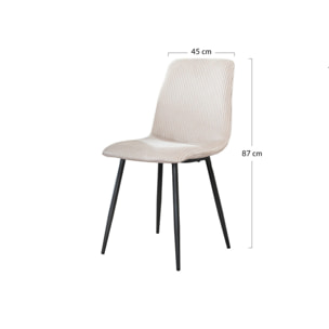 Iris - lot de 4 chaises - en velours côtelé et velours - Blanc