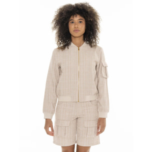 Bomber bouclè da donna Leone Chic Boxing