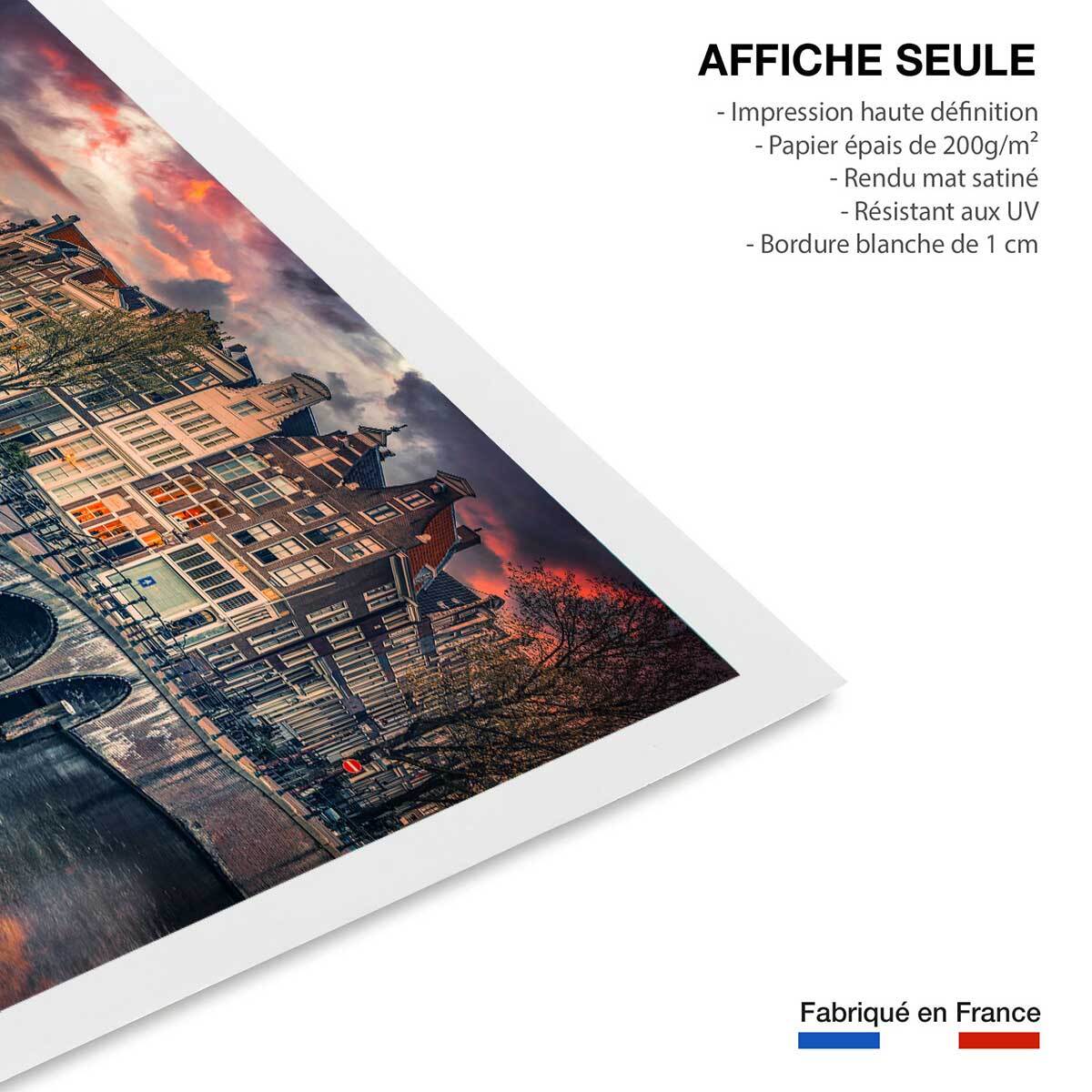 Affiche deco Amsterdam Canaux et ponts Affiche seule