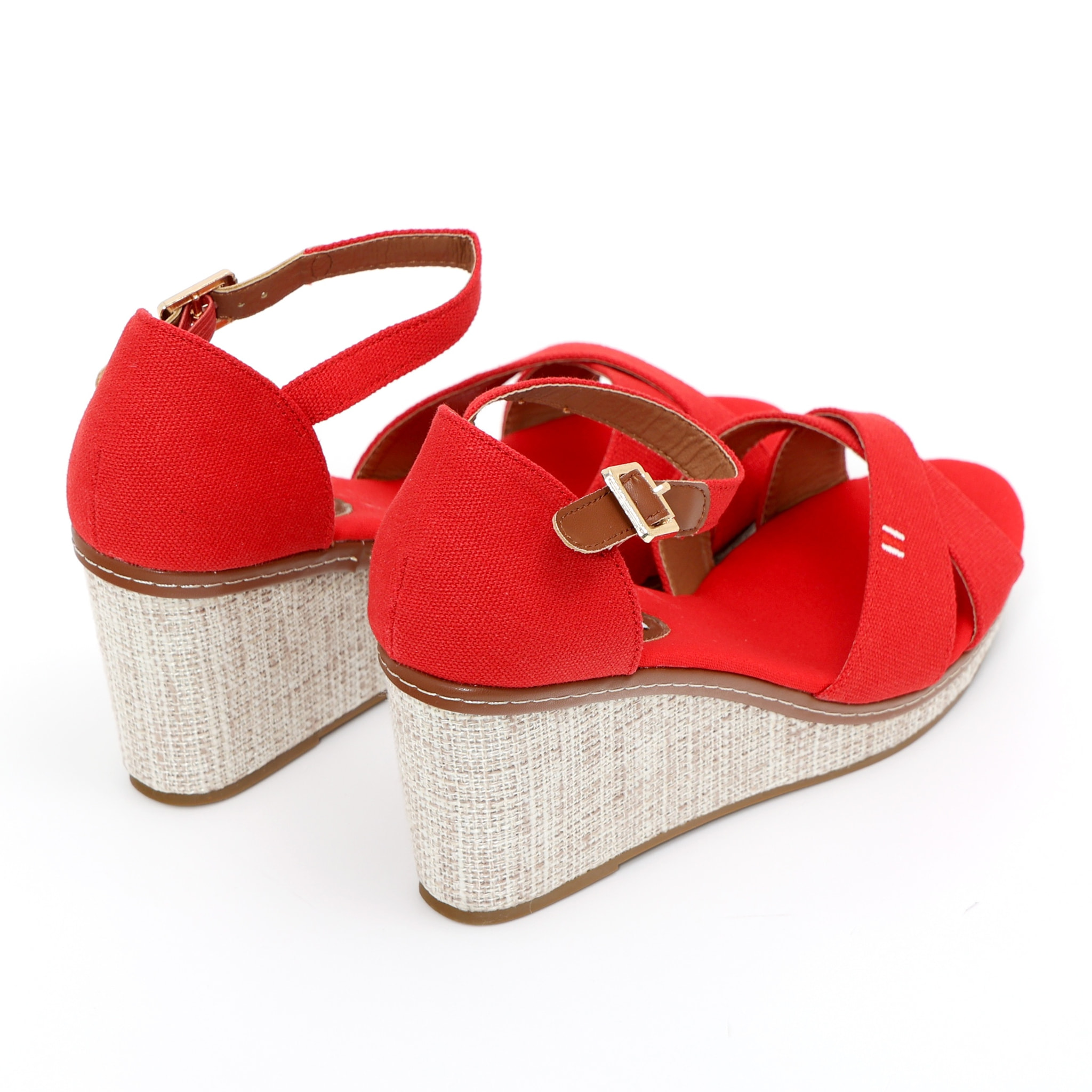 Sandali in tessuto con zeppa