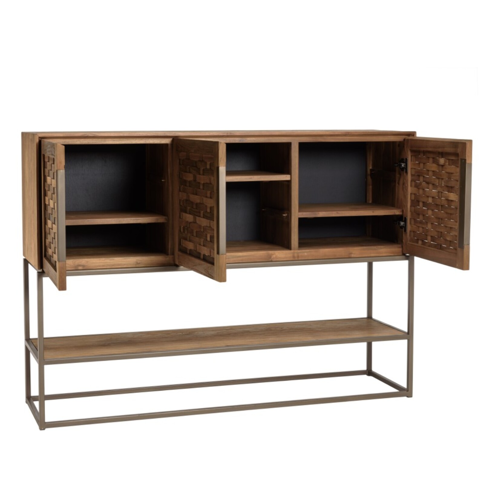 SIXTINE - Buffet en bois de teck recyclé 3 portes