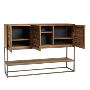 SIXTINE - Buffet en bois de teck recyclé 3 portes