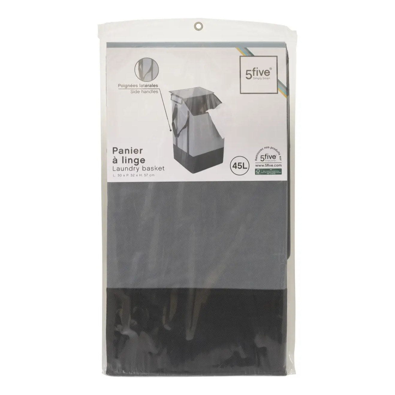 Panier à linge 45L gris