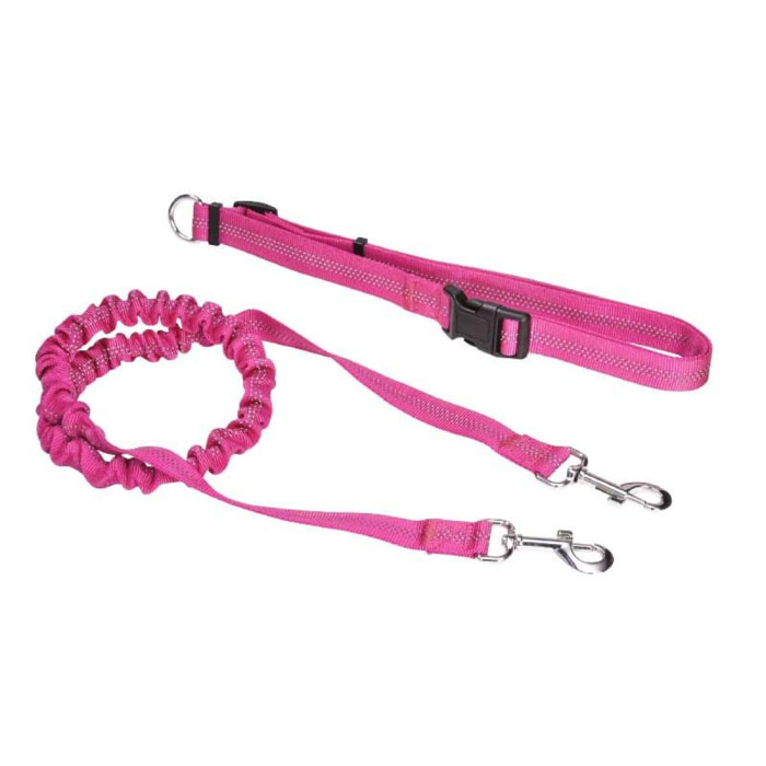 Guinzaglio Cane con Cintura Running - Fucsia