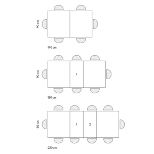 Tavolo CINQUALE in legno, finitura bianco frassinato con gambe in metallo antracite, allungabile 140×90 cm – 220×90 cm