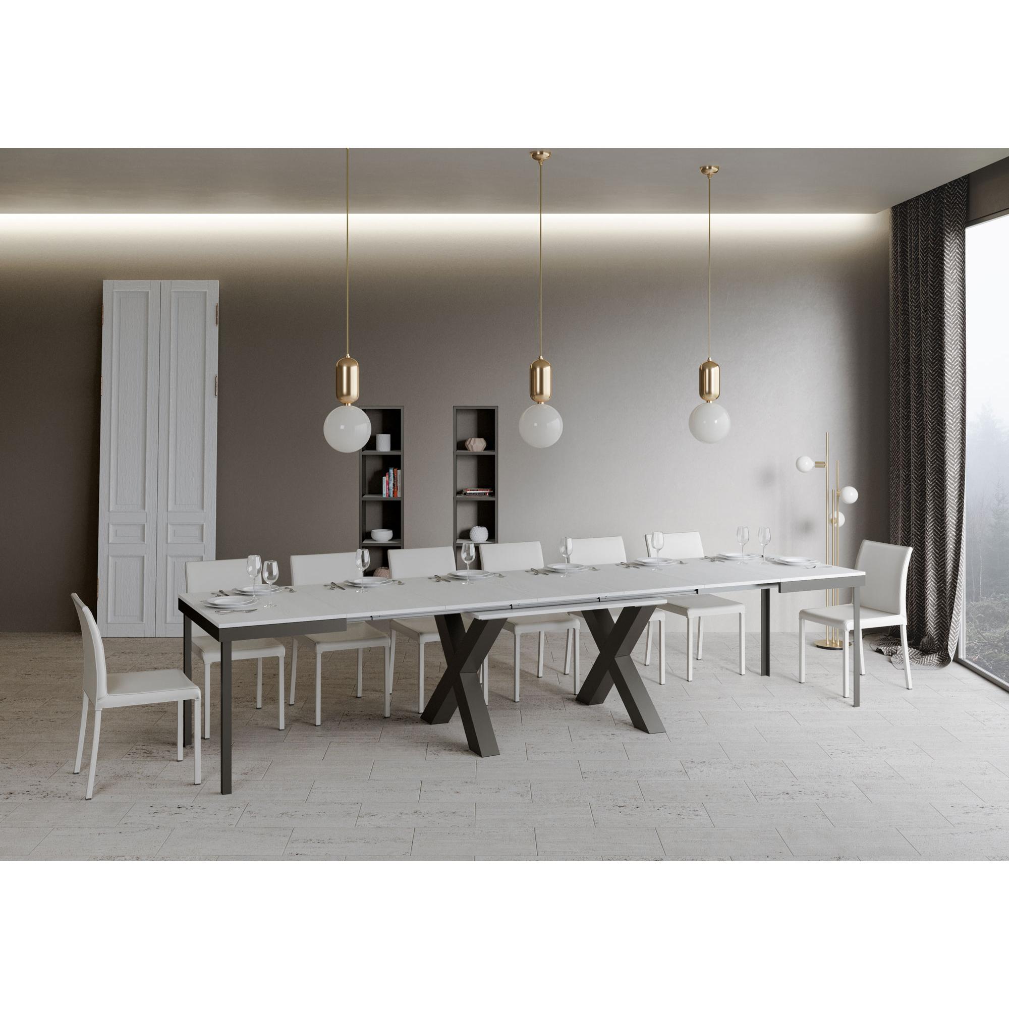 Mesa extensible 90x120/380 cm Traffic Evolution Fresno Blanco estructura Antracita