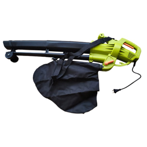 Aspirafoglie Soffiatore Elettrico Da Giardino 3 in 1 Aspiratore Trituratore Soffia Foglie 3000 W 270 Km/h Con Sacca Raccolta 45 L Rotelle Tracolla