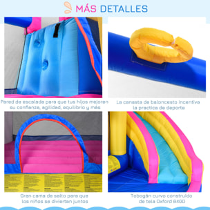 Castillo Hinchable Infantil con Tobogán Piscina Cama de Salto Inflador y Bolsa de Transporte 360x305x210 cm Multicolor