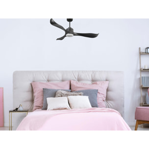 Ventilateur de plafond Réversible  Thermostat Dimmable Wifi Moteur à courant continu Toits en pente Télécommande Lumière à trois tons Adaptateur 2/3 Lames