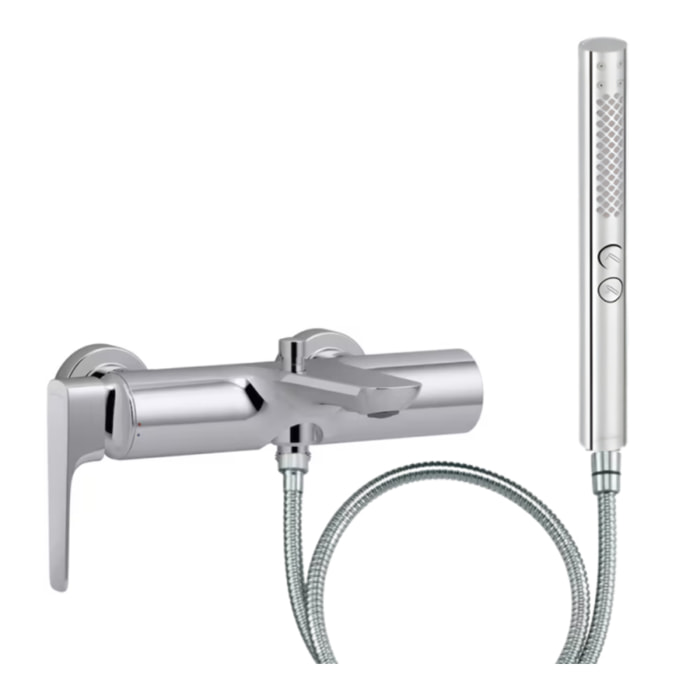 Pack mitigeur bain douche Aléo+ + douchette Shift+ ronde + flexible à écrou 175 cm