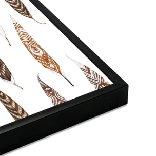 Affiche encadrée motif plumes ethniques Affiche + cadre en métal - Noir