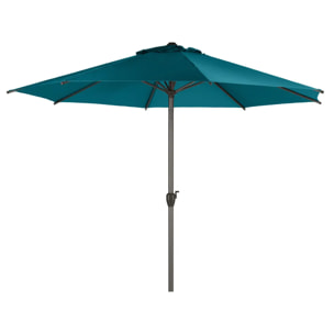 Parasol droit rond "Loompa" bleu canard 3m en aluminium