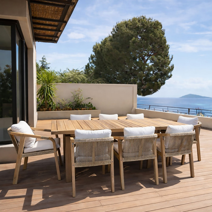 Ensemble de jardin table en bois d'acacia 8 places SAONA