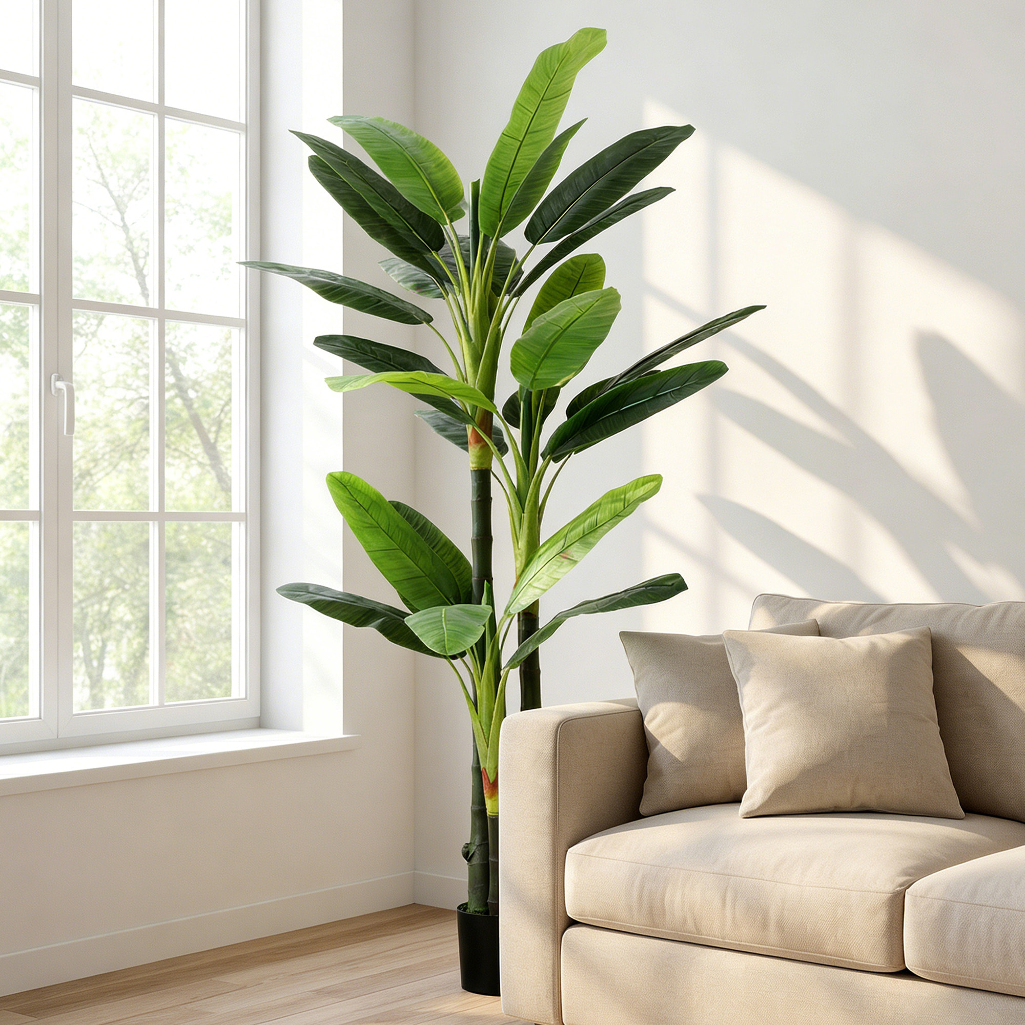 Plante artificielle bananier H.180 cm 18 feuilles grand réalisme