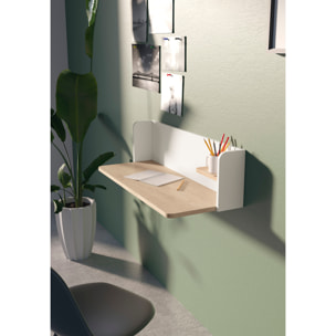 Escritorio pared Valencia roble claro y blanco 25x90x35 cm