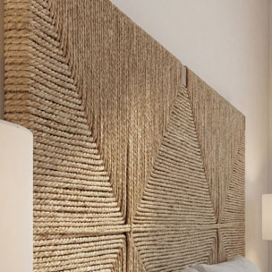 Tête de lit Agade -bois massif de manguier et jute-couleur noyer 162 x 80 x 3 cm