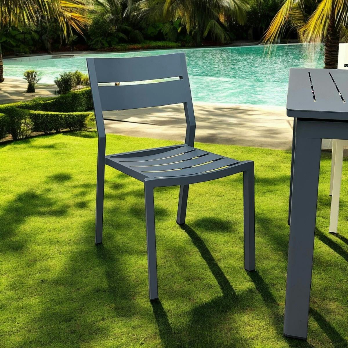 Chaise de jardin en aluminium gris ardoise (lot de 2) STOCKHOLM