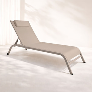 Lot de 2 chaises longues en acier taupe NAPOLI