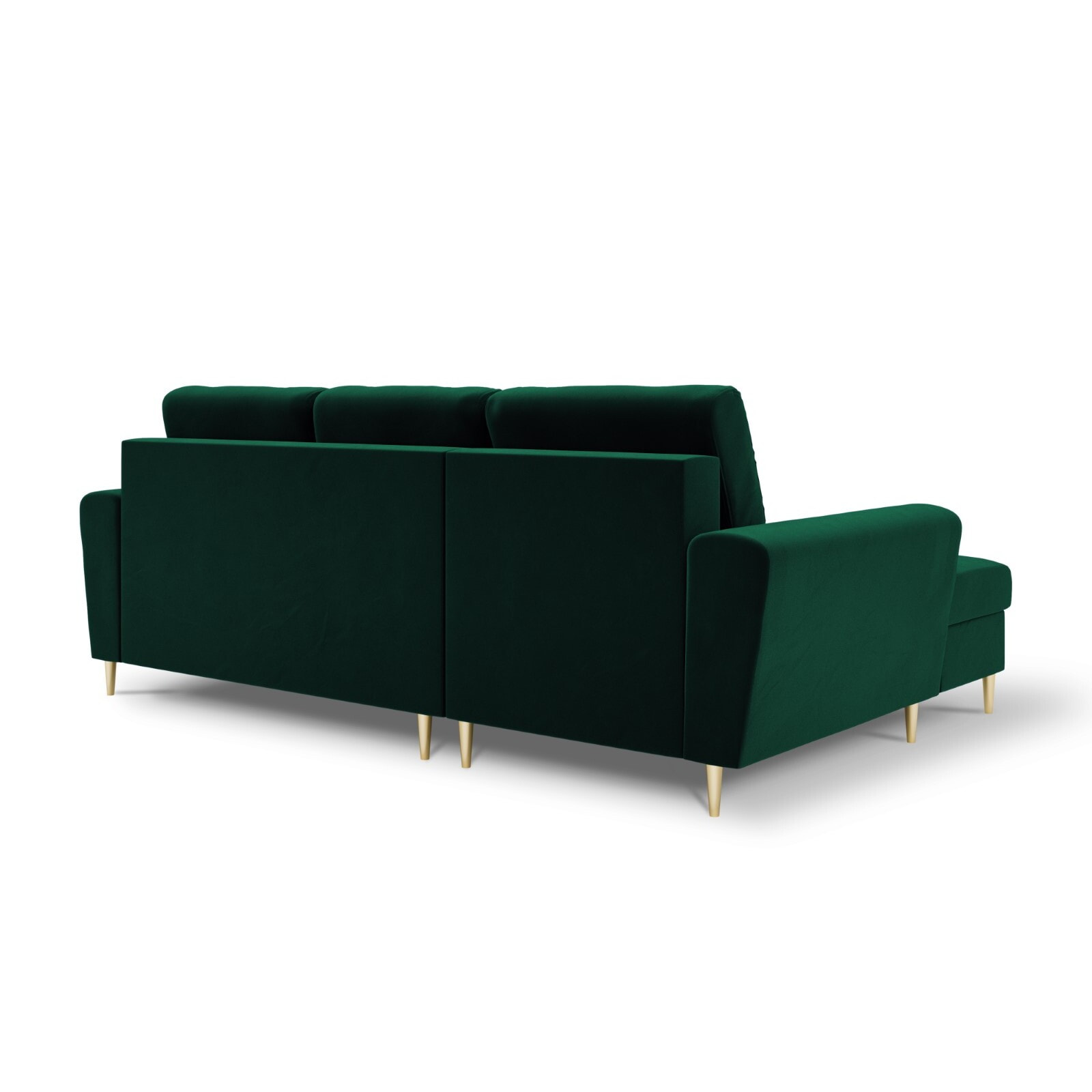 Canapé d'angle gauche convertible avec coffre de rangement "Kyoto" 4 places en velours vert bouteille