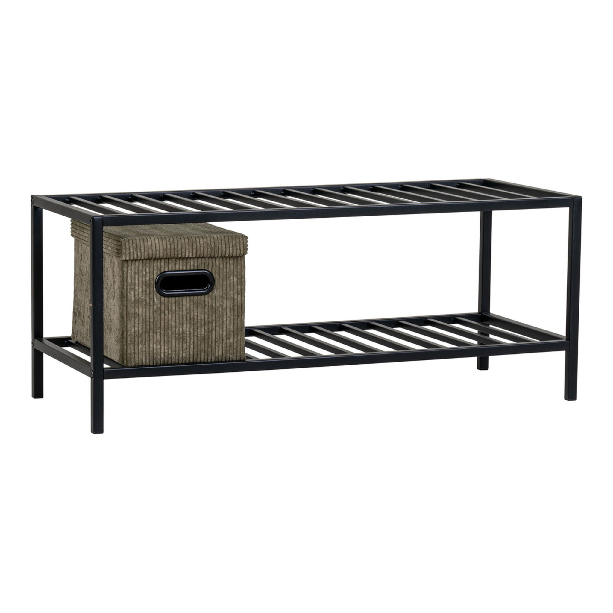 Scarpiera Vita a 2 ripiani in acciaio nero 79x34x32 cm
