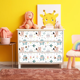 Rouleau revêtement adhésif vinyle au mètre - Sticker lavable Cuisine Meuble Armoire Porte - ANIMAUX DES BOIS