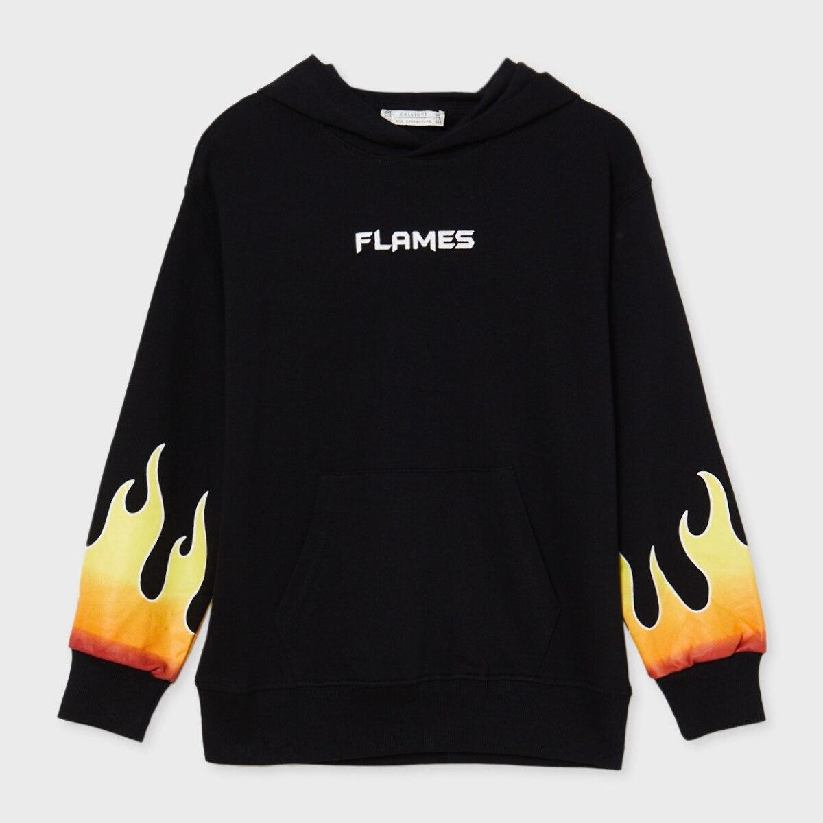 Felpa con fiamme sulle on sale maniche