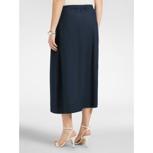 Elena Mirò - Falda en A de lino - Azul
