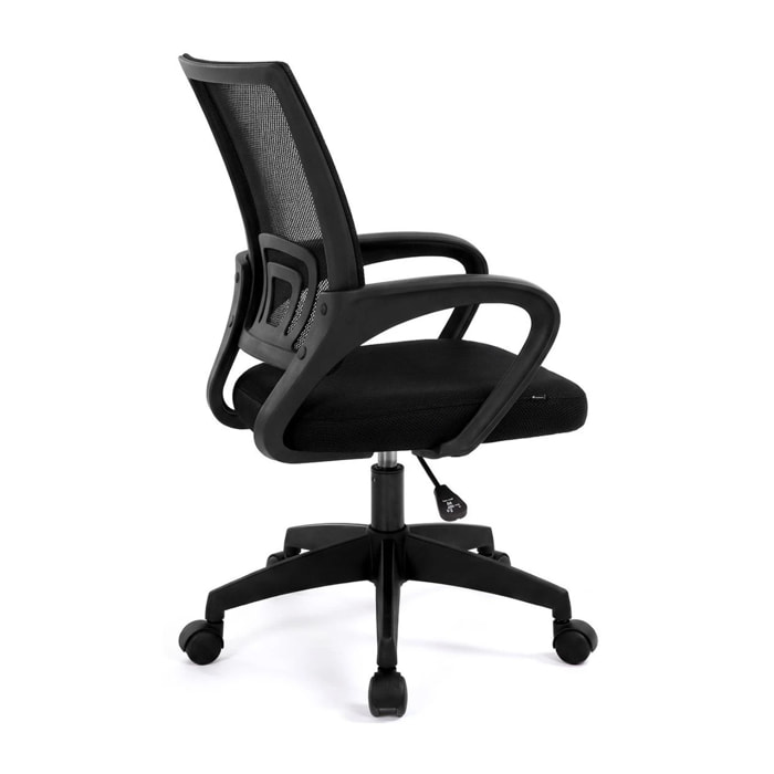 Silla de escritorio con respaldo transpirable en negro 84-94 cm Nika Negro