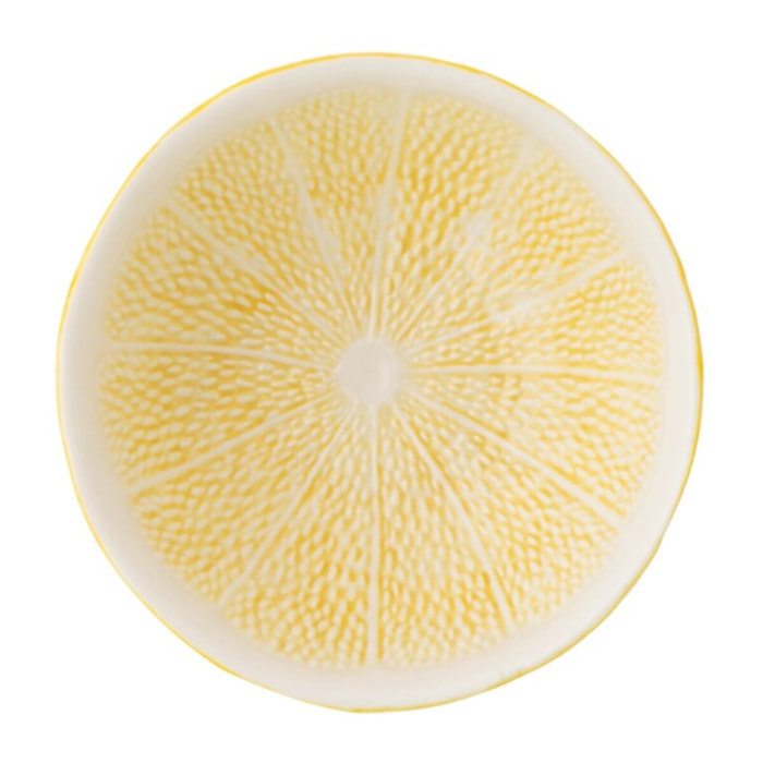 J-Line Bol Citron Dolomite - céramique - jaune clair/blanc - 2 pièces