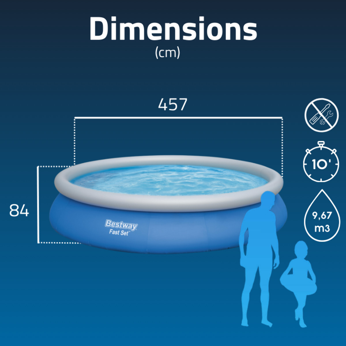 Bestway Piscine gonflable ronde Bestway Fast Set 457 x 84 cm bleu