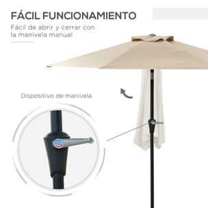 Outsunny Sombrilla de Jardín Ø230x216 cm Parasol de Terraza Basculante Apertura Manual Impermeable para Patio Piscina Caqui