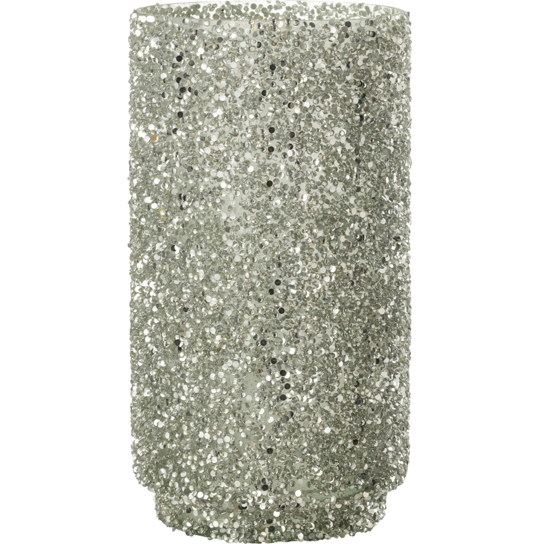 J-Line photophore Paillettes - verre - argent - large