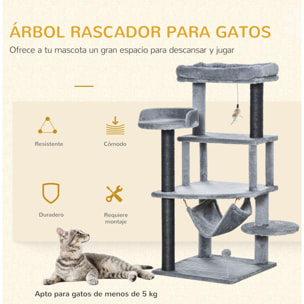 árbol Rascador para Gatos 48x48x107 cm con Cueva de Fieltro Desmontable y Hamaca