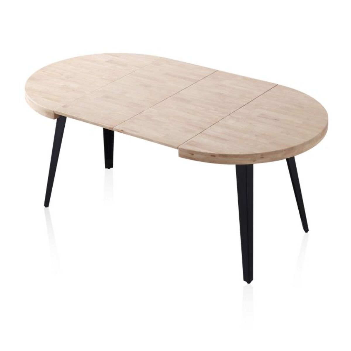 Mesa redonda extensible Berg 120 Negro - Roble