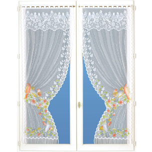 Paire de rideaux 'Bonne-Femme' dentelle et franges - Vert