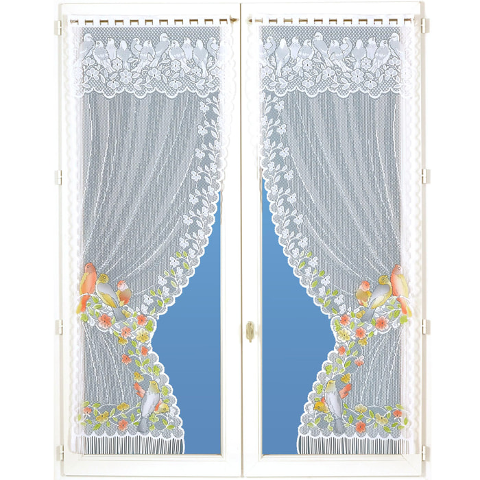 Paire de rideaux 'Bonne-Femme' dentelle et franges - Vert