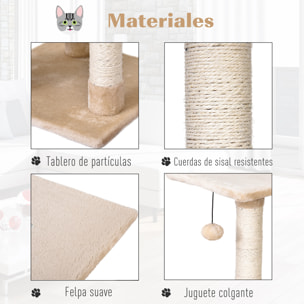 Árbol para Gatos de Felpa y Sisal 40x40x98 cm Gris y Beige