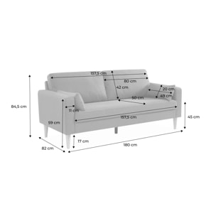 Canapé 3 places bois d'eucalyptus, d'hévéa et tissu BJORN